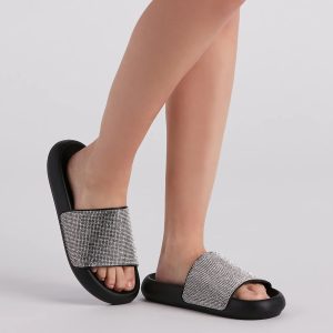 Luxe Lounge Rhinestone Strap Slides