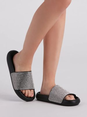 Luxe Lounge Rhinestone Strap Slides