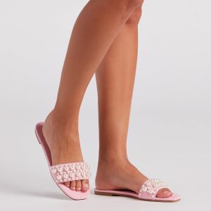 Precious In Faux Pearl Flat Sandals