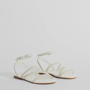 Stunning Artistry Crystal Faux Pearl Strappy Sandals