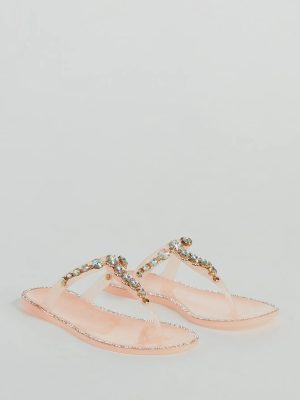 Glam Up Gemstone Strap Jelly Sandals