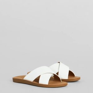 Feeling Good Criss Cross Faux Leather Flat Sandals