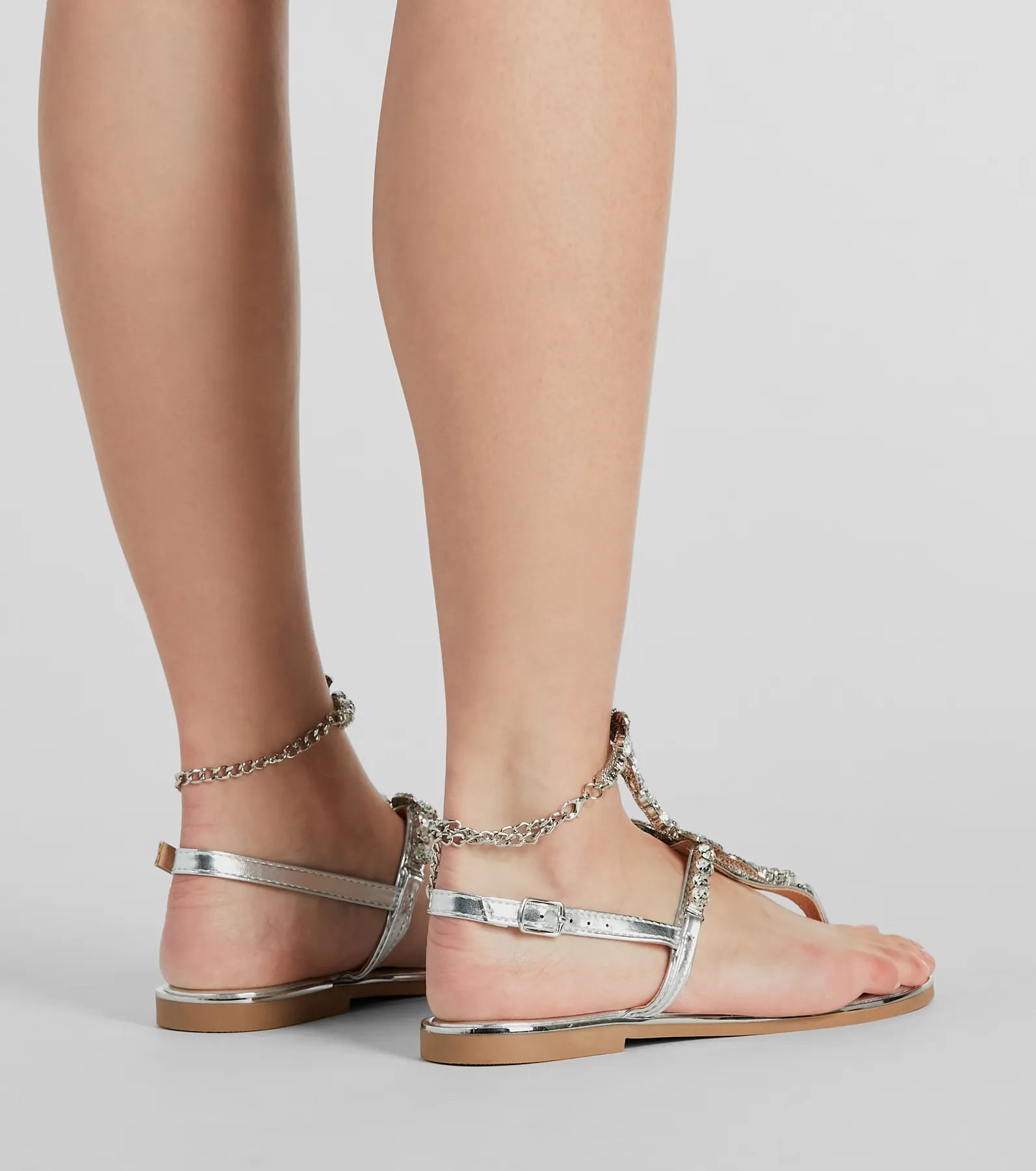 Glam Perfection Rhinestone Butterfly Metallic Sandals - Image 8