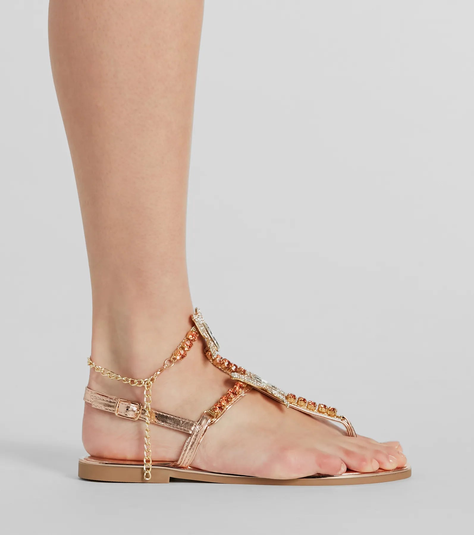 Glam Perfection Rhinestone Butterfly Metallic Sandals - Image 3