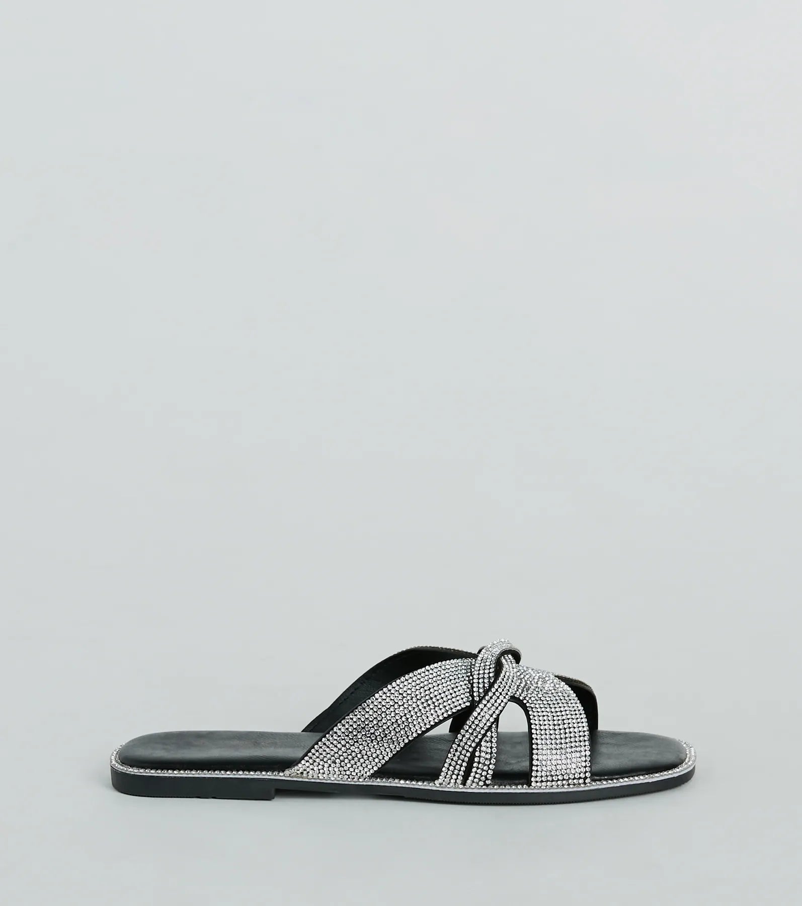 So Glitzy Rhinestone Strappy Faux Leather Sandals - Image 2