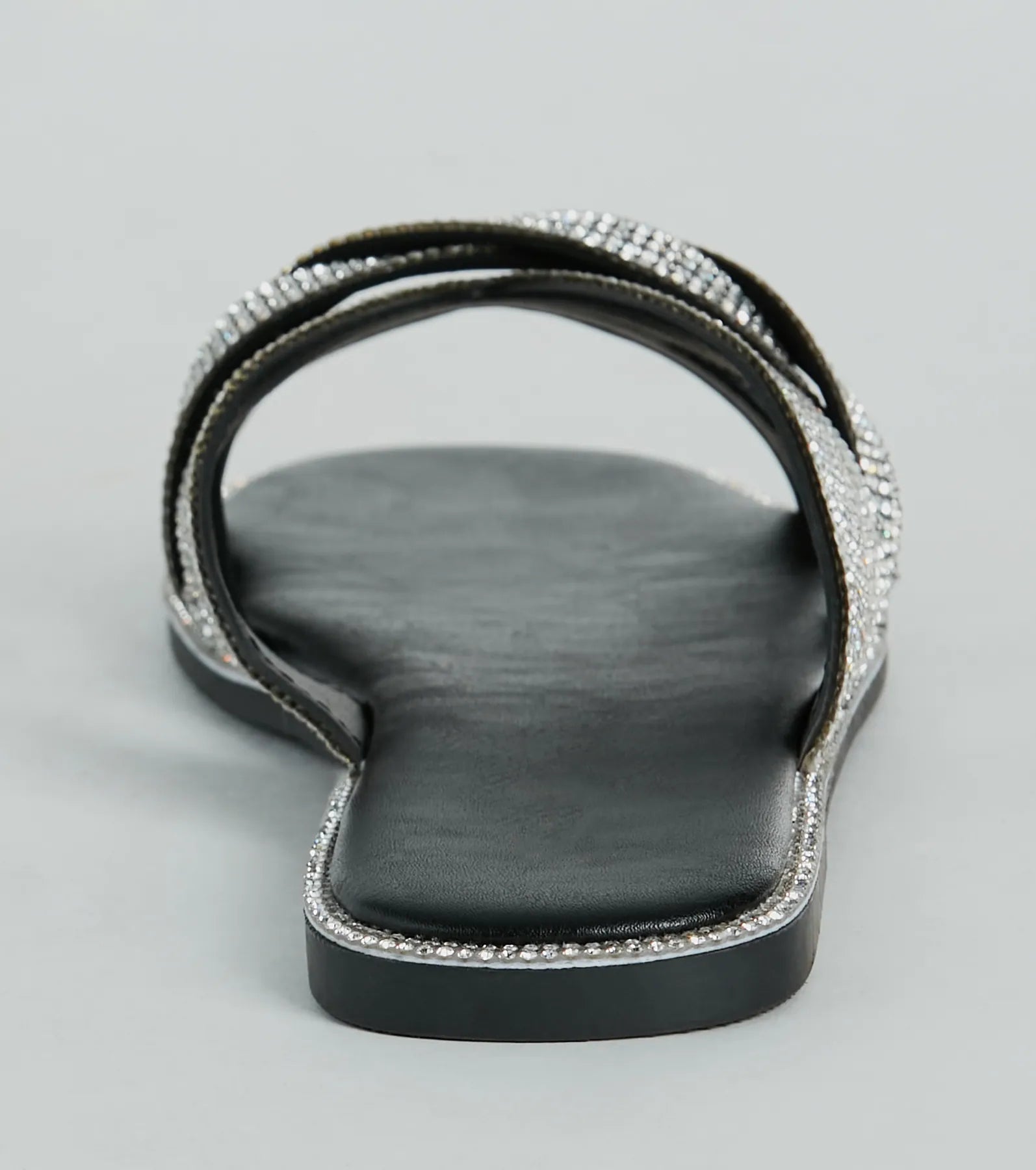 So Glitzy Rhinestone Strappy Faux Leather Sandals - Image 4