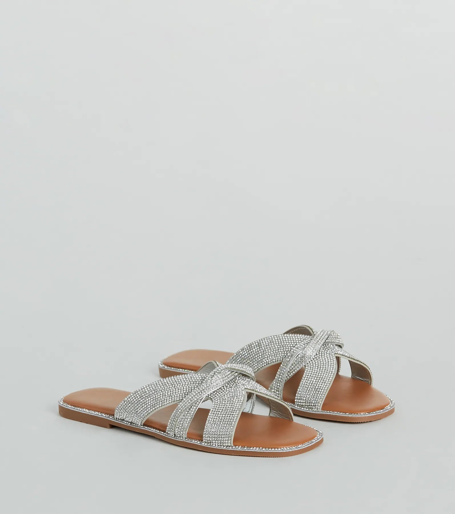 So Glitzy Rhinestone Strappy Faux Leather Sandals - Image 9