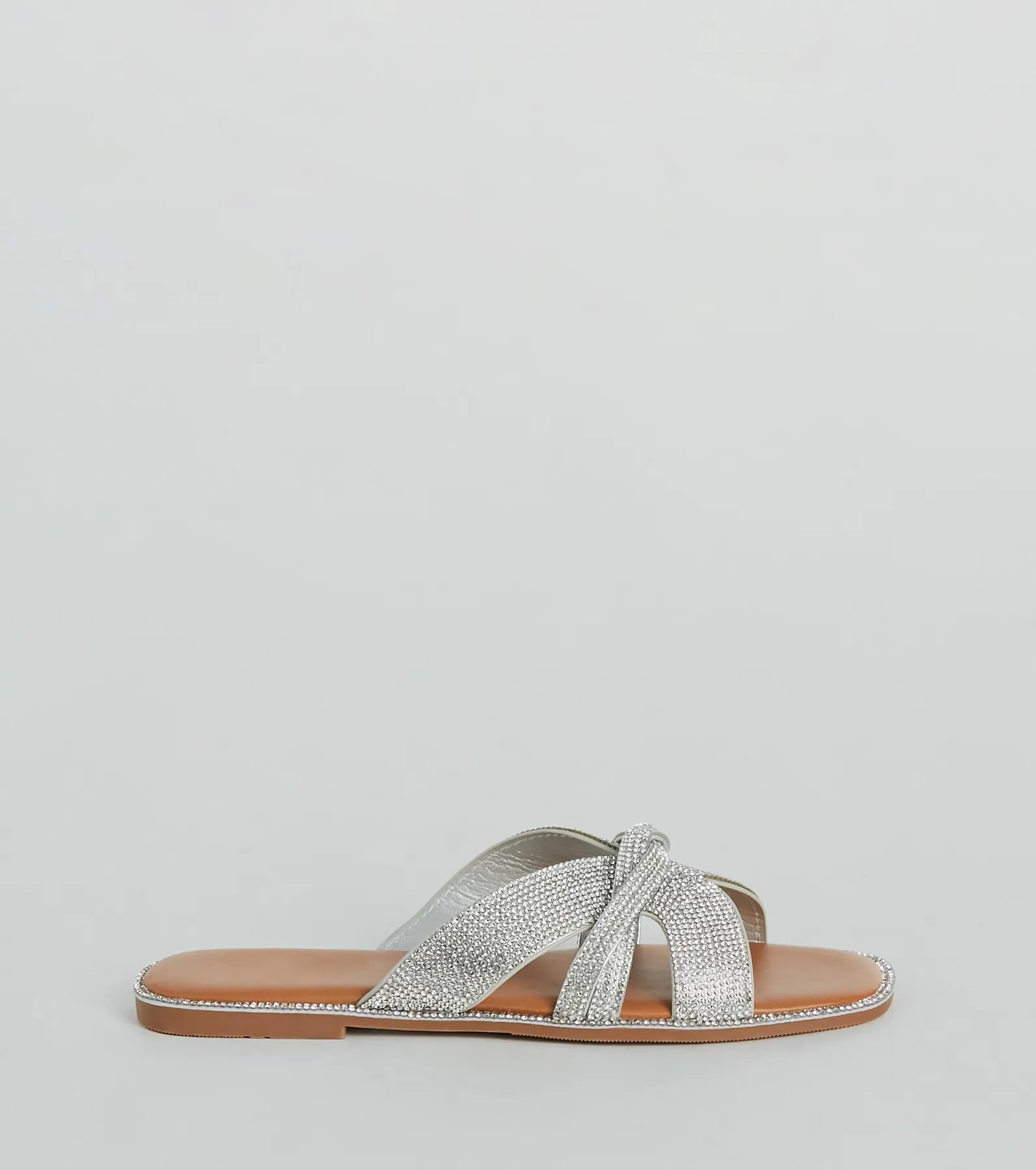 So Glitzy Rhinestone Strappy Faux Leather Sandals - Image 10