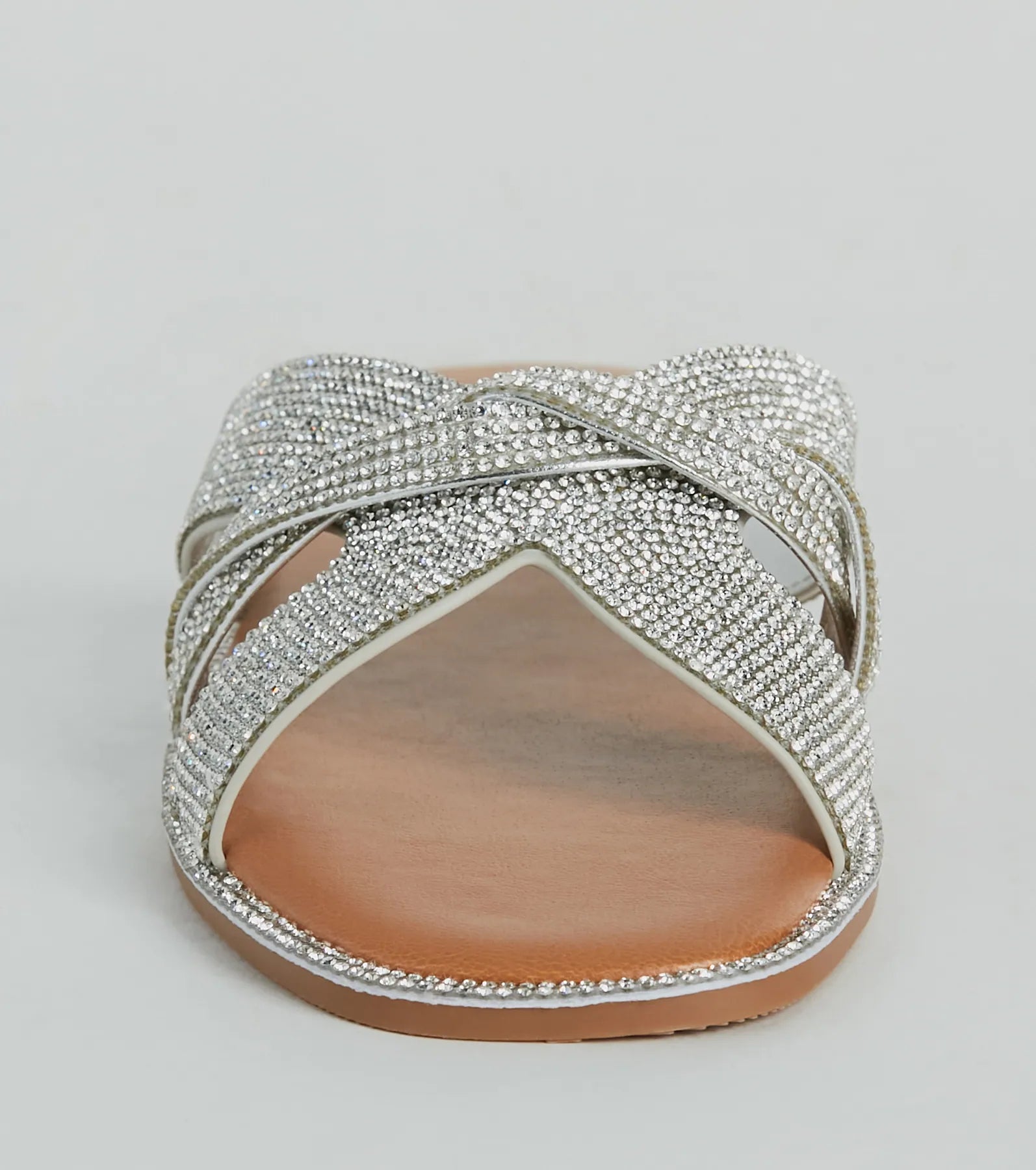 So Glitzy Rhinestone Strappy Faux Leather Sandals - Image 11