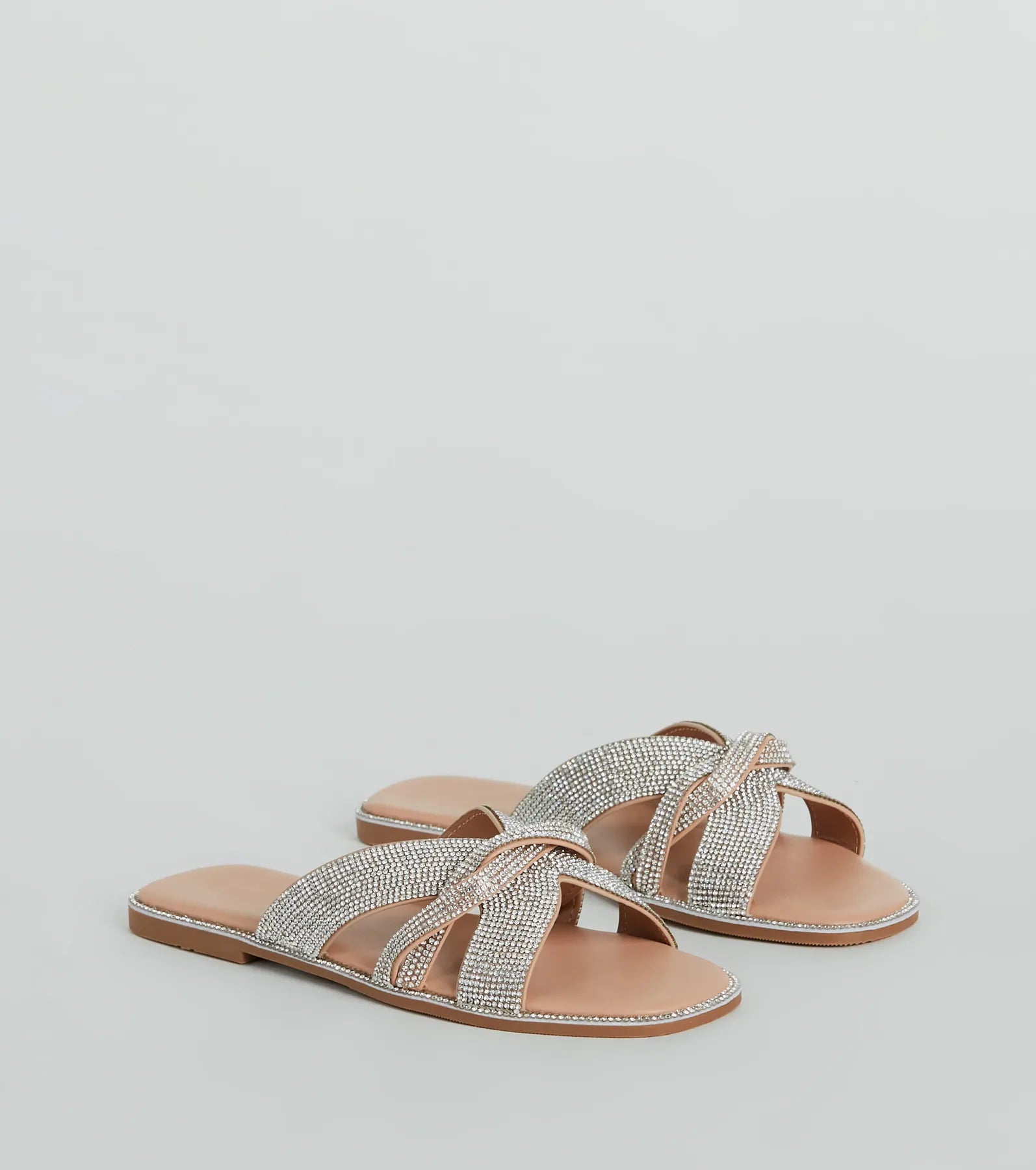 So Glitzy Rhinestone Strappy Faux Leather Sandals - Image 5