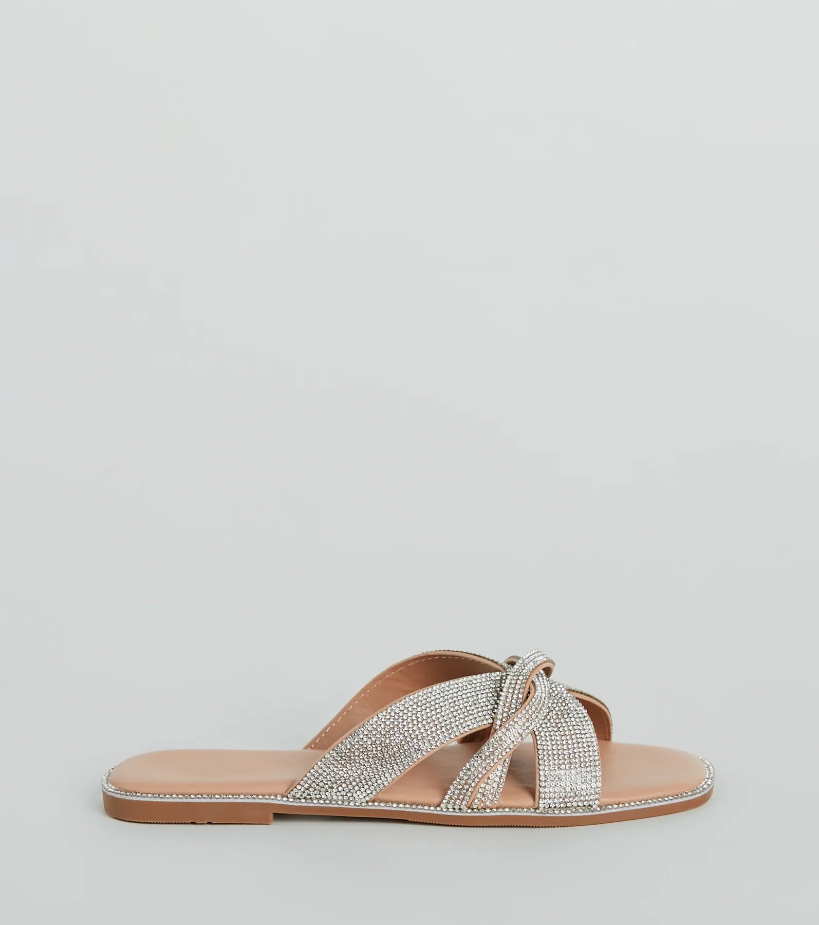 So Glitzy Rhinestone Strappy Faux Leather Sandals - Image 6