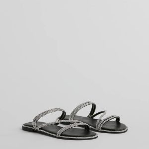 Fantastic Sparkle Rhinestone Strappy Flat Sandals