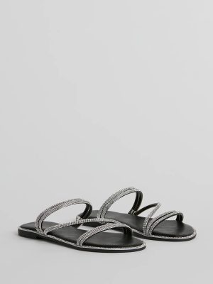 Fantastic Sparkle Rhinestone Strappy Flat Sandals