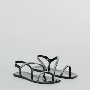 Glowing Up Rhinestone Flat Jelly Sandals