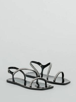 Glowing Up Rhinestone Flat Jelly Sandals