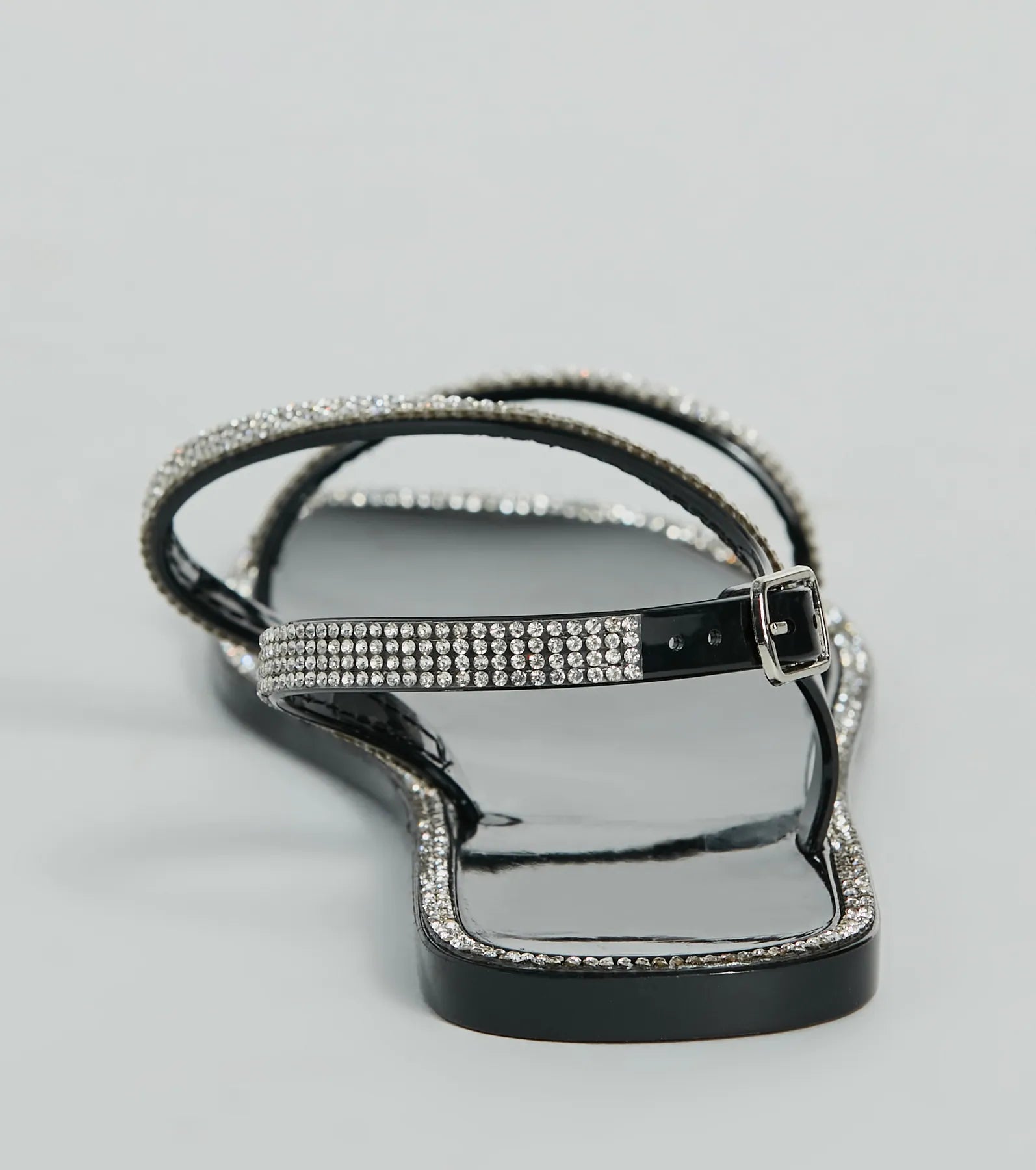 Glowing Up Rhinestone Flat Jelly Sandals - Image 4