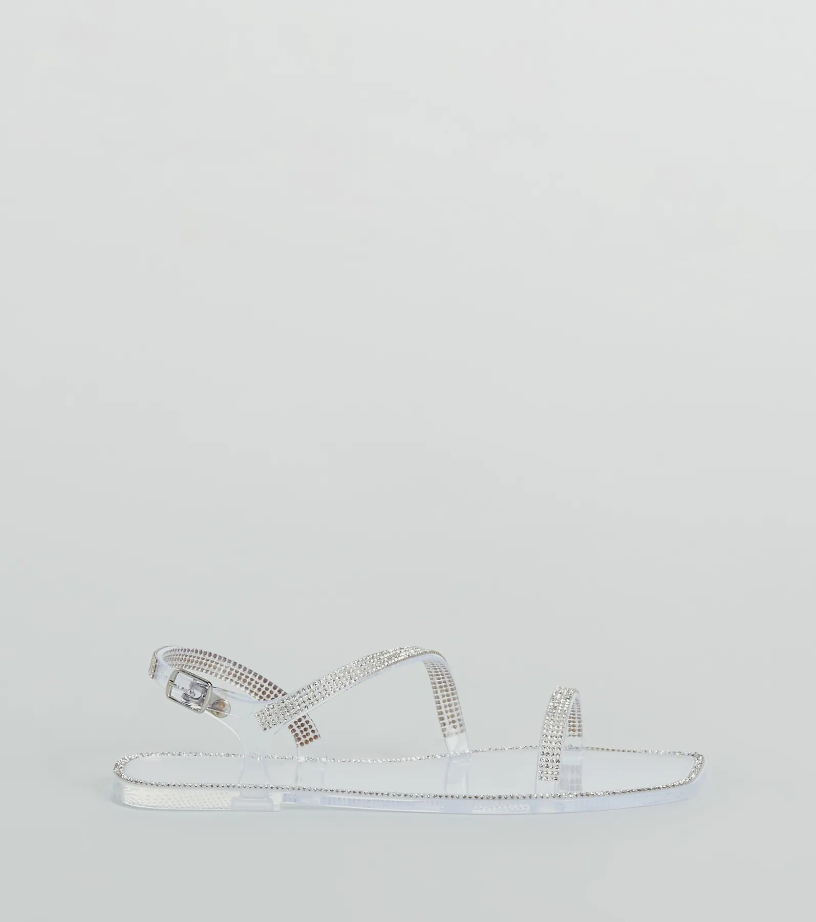 Glowing Up Rhinestone Flat Jelly Sandals - Image 10