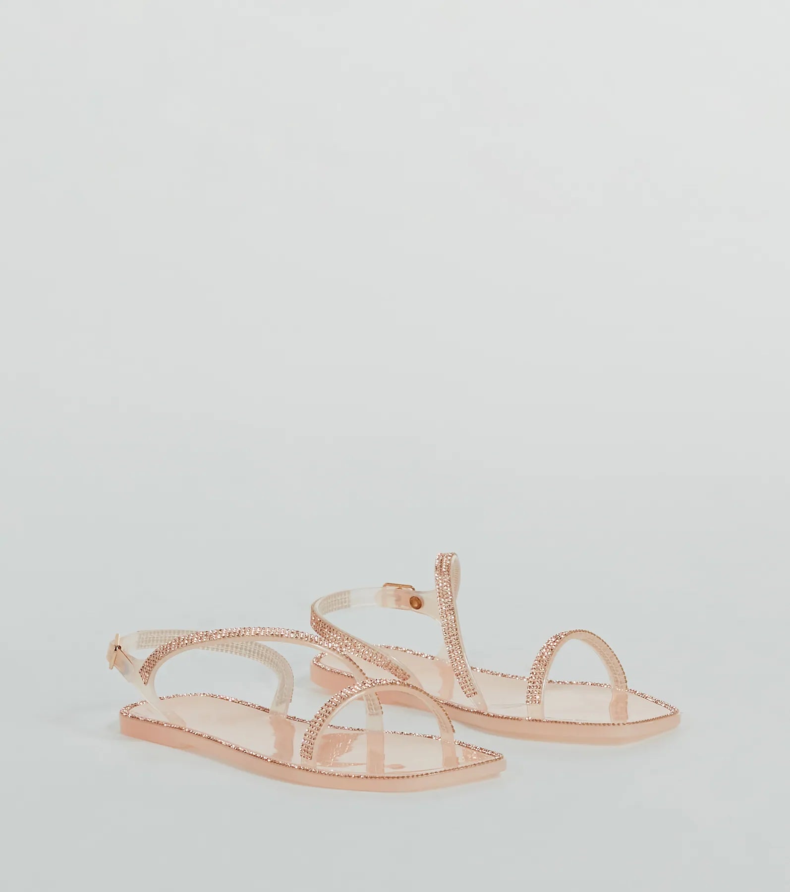 Glowing Up Rhinestone Flat Jelly Sandals - Image 5