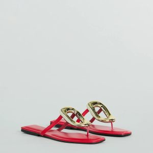 Minimalistic Elegance Square Ring Flat Sandals