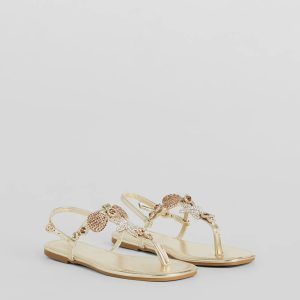 Sea Me Now Rhinestone Starfish Flat Sandals