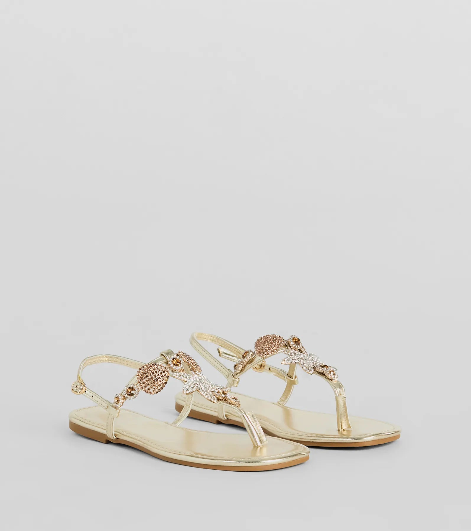 Sea Me Now Rhinestone Starfish Flat Sandals