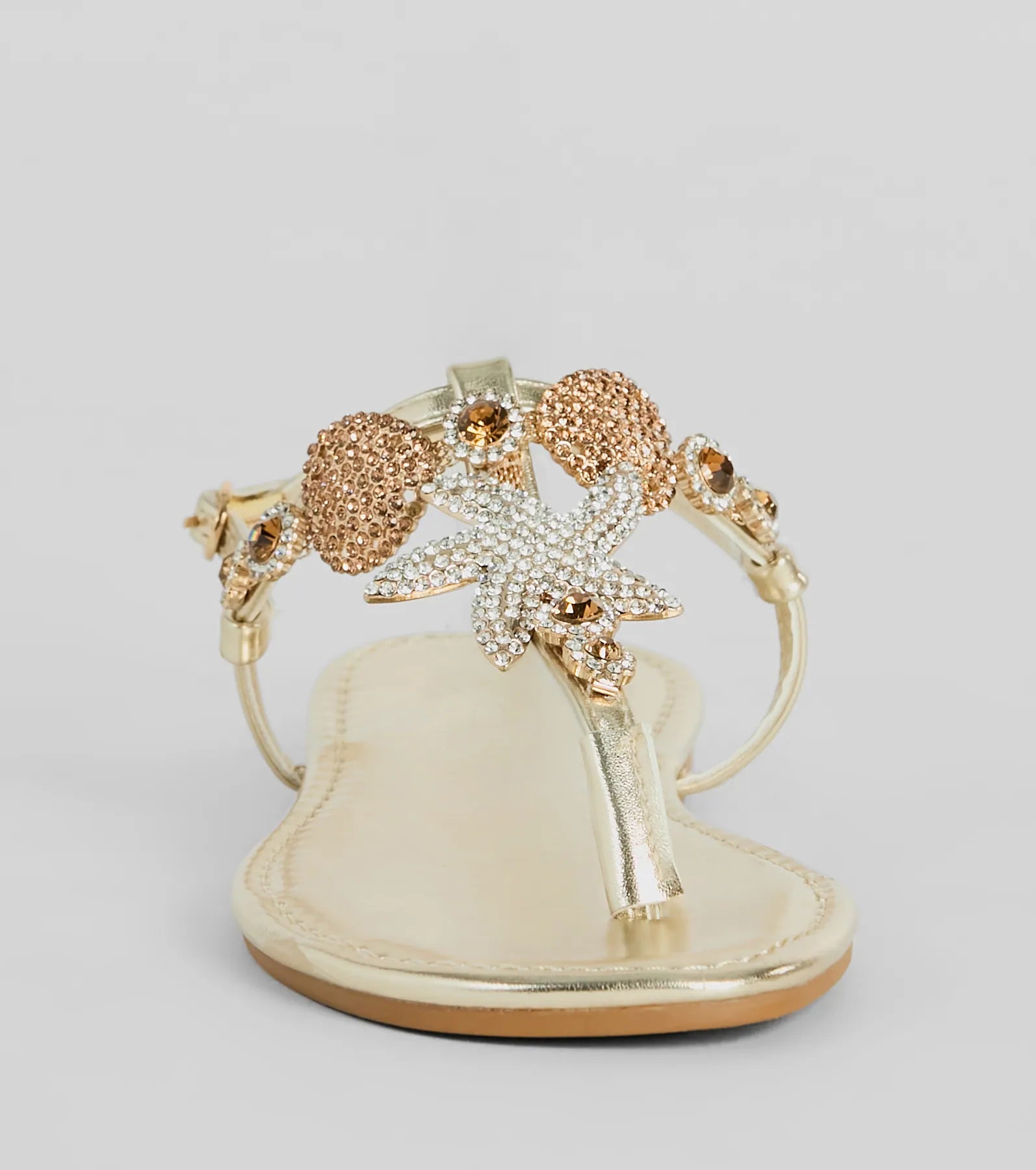 Sea Me Now Rhinestone Starfish Flat Sandals - Image 3