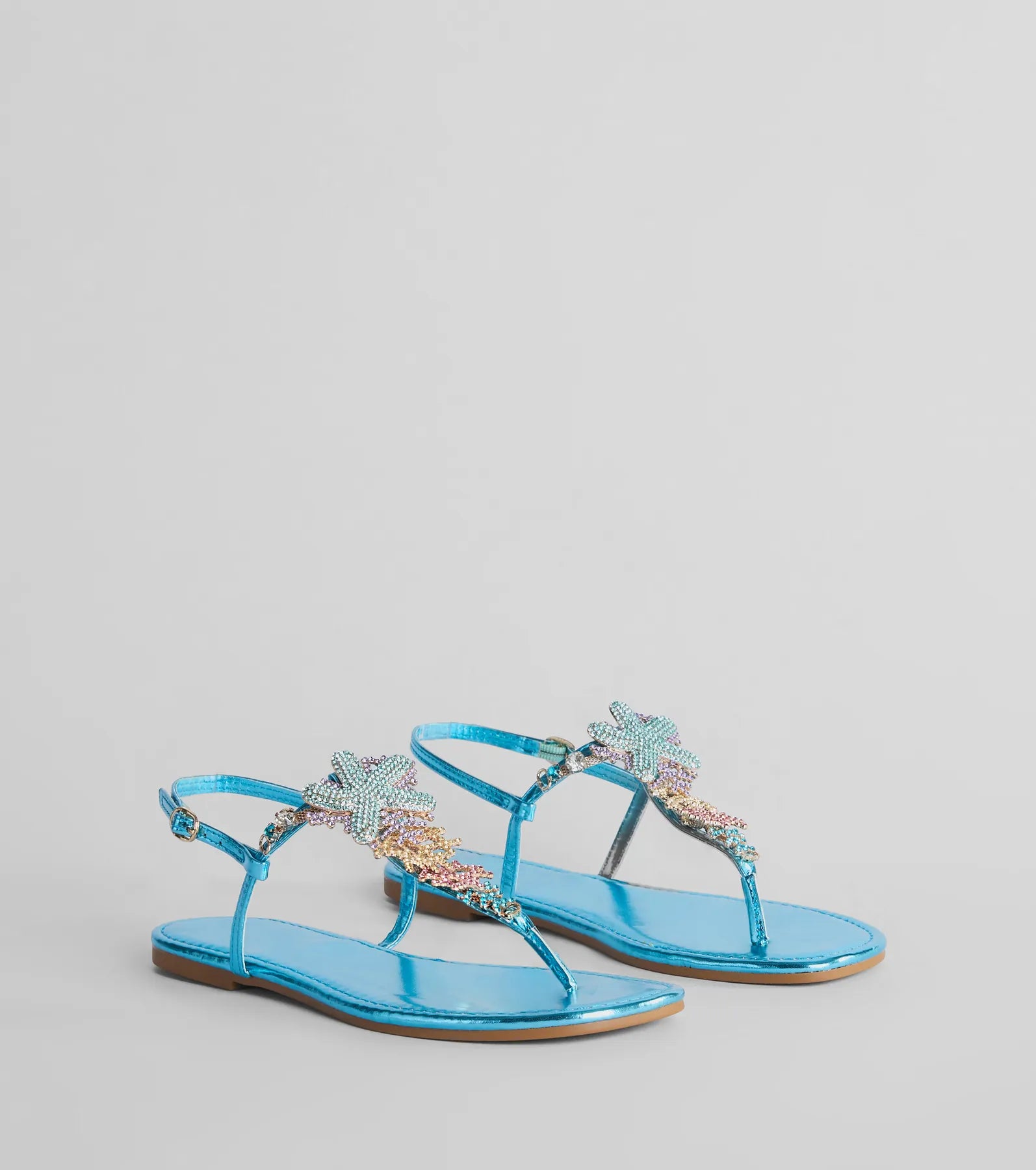 Sea Me Now Rhinestone Starfish Flat Sandals - Image 6