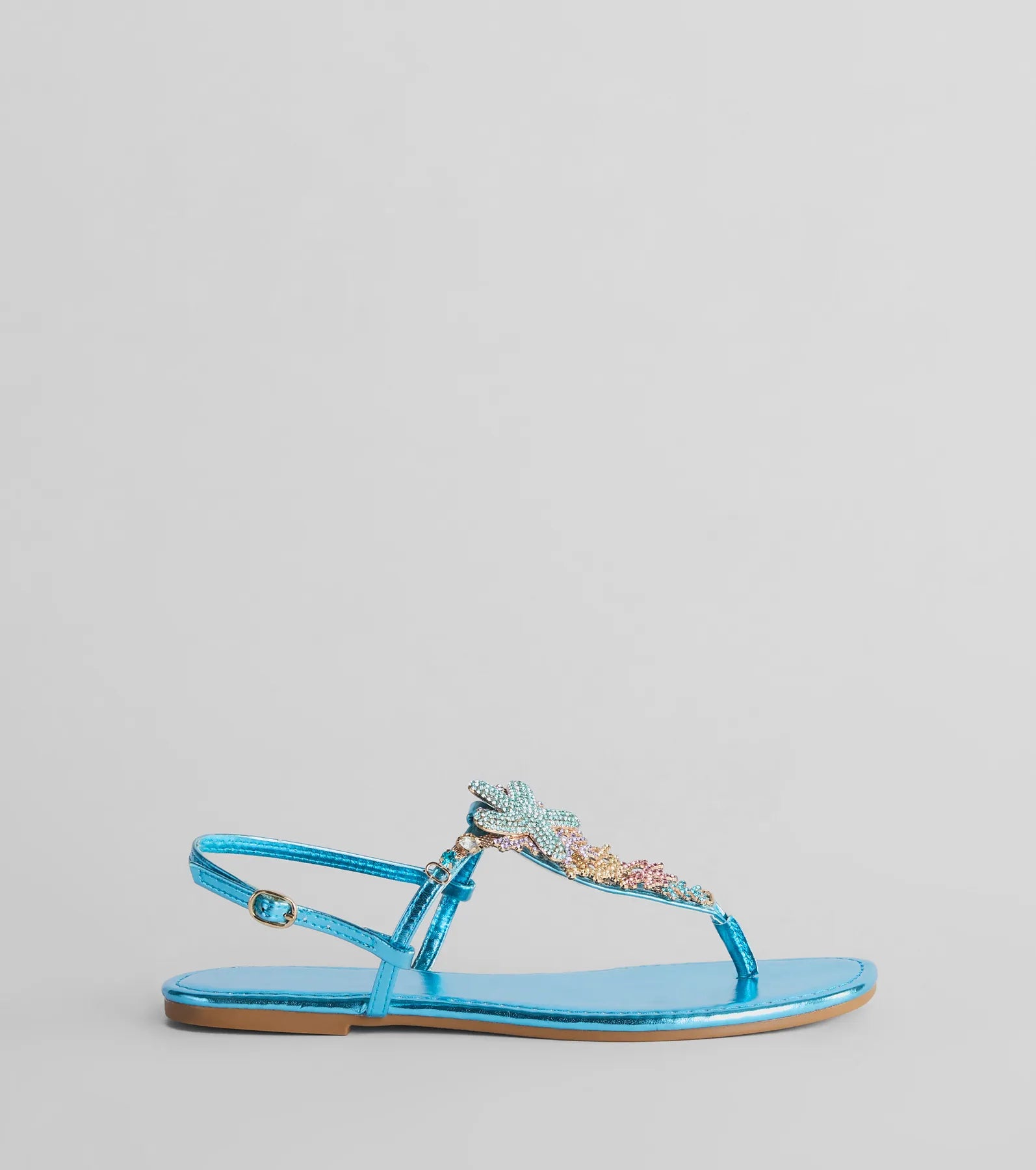 Sea Me Now Rhinestone Starfish Flat Sandals - Image 7