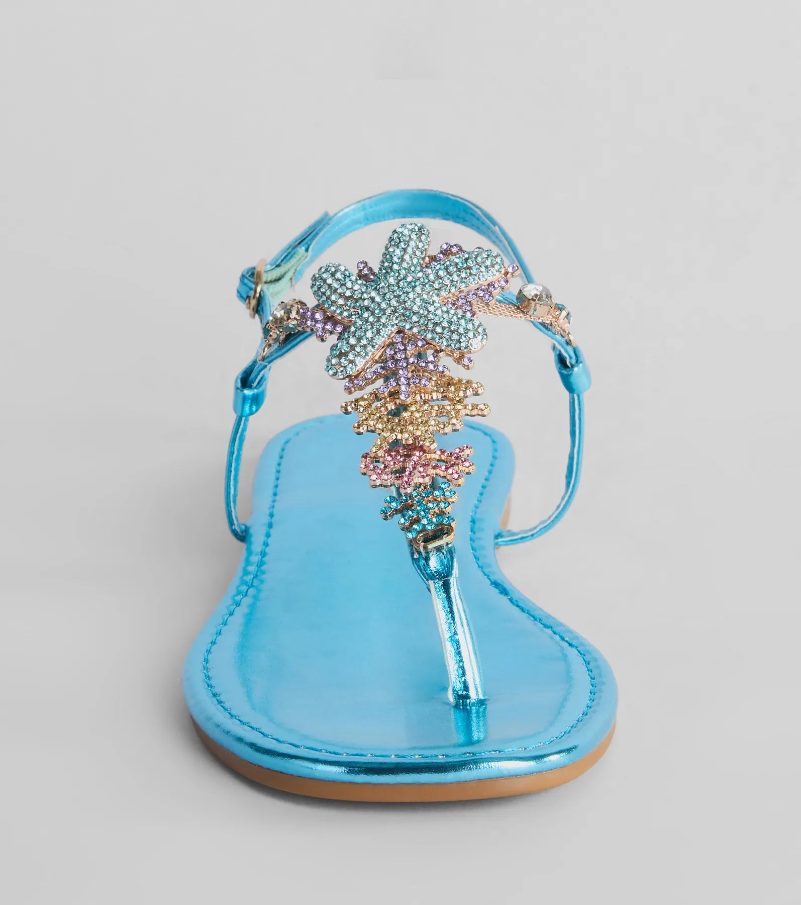 Sea Me Now Rhinestone Starfish Flat Sandals - Image 8