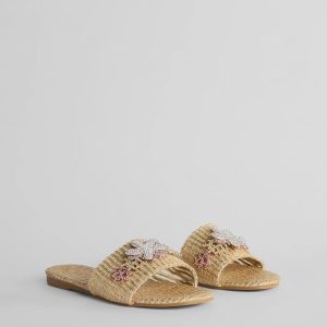 Wish On A Rhinestone Starfish Straw Flat Sandals