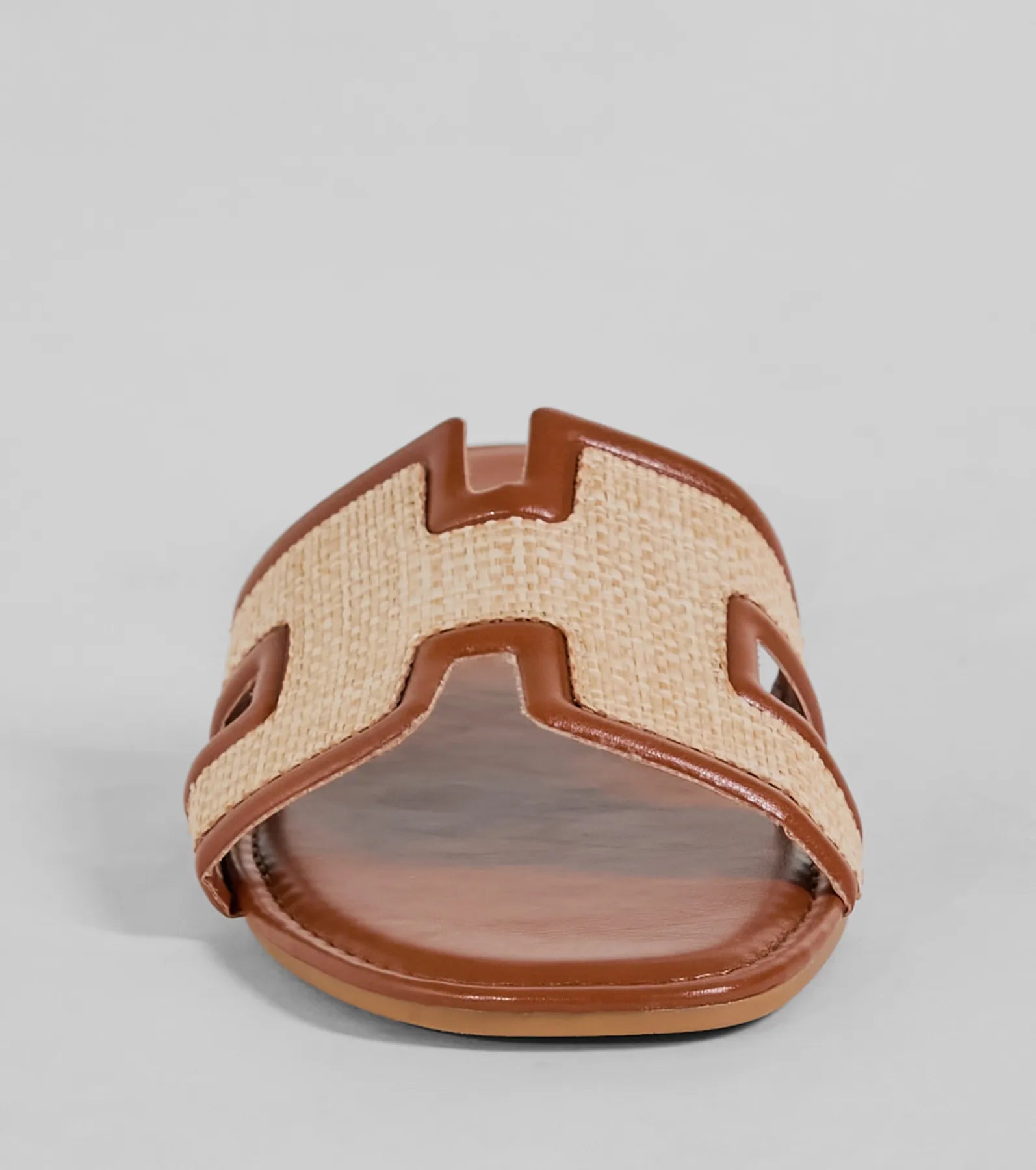 Pop Of Cute Straw Faux Leather Flat Sandals - Image 3