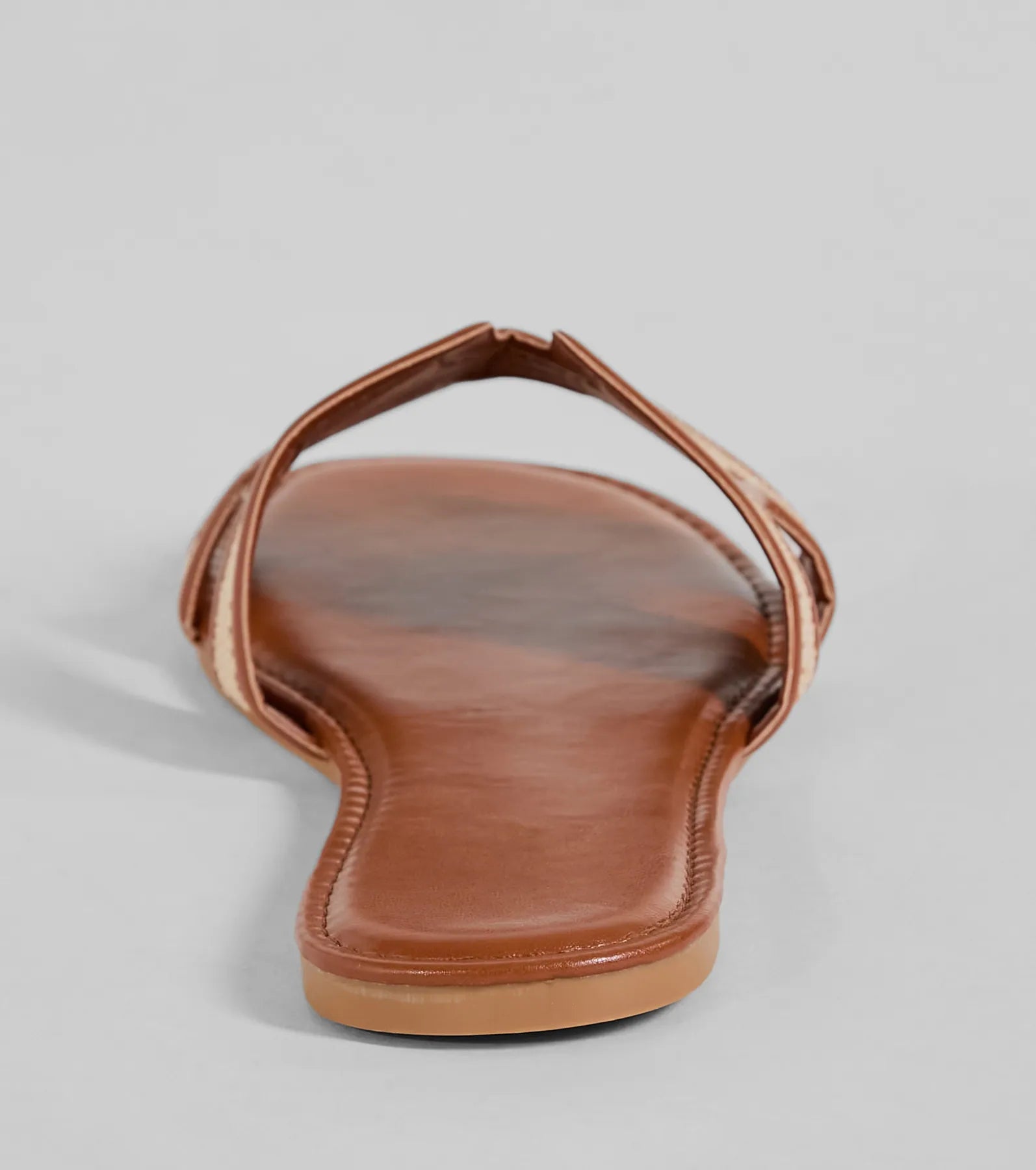 Pop Of Cute Straw Faux Leather Flat Sandals - Image 4