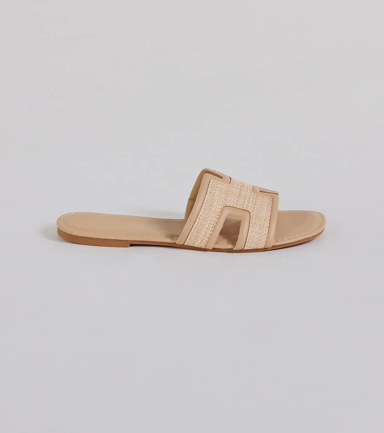 Pop Of Cute Straw Faux Leather Flat Sandals - Image 6