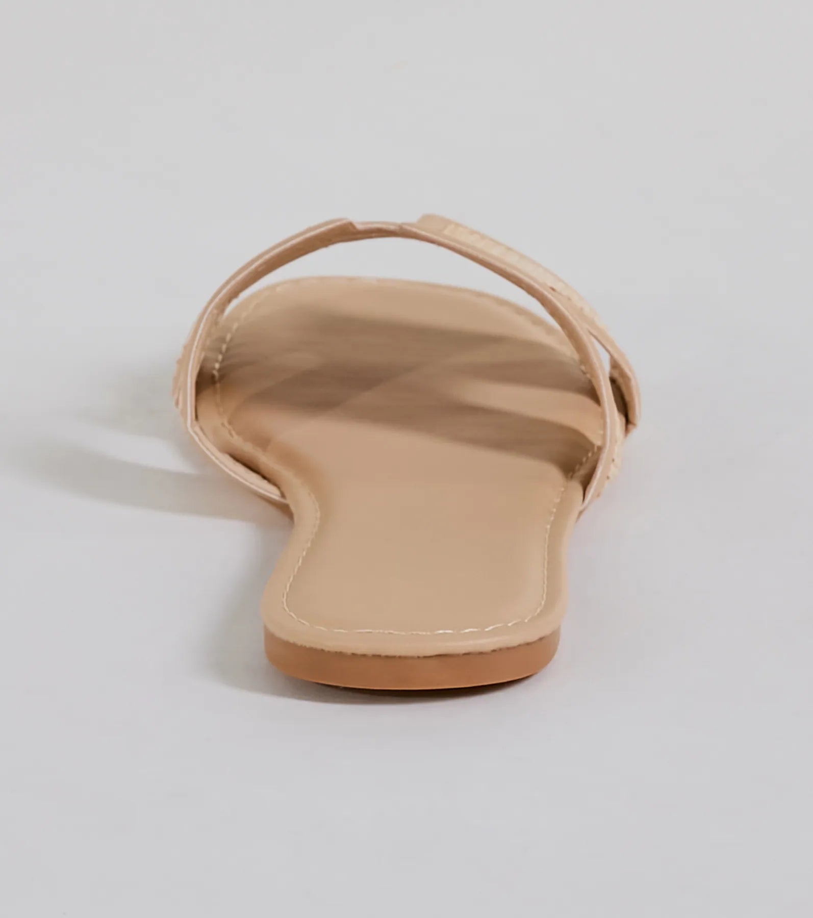 Pop Of Cute Straw Faux Leather Flat Sandals - Image 8