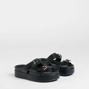 On A New Level Buckle Strappy Platform Sandals