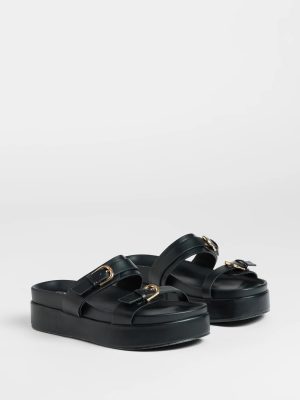 On A New Level Buckle Strappy Platform Sandals