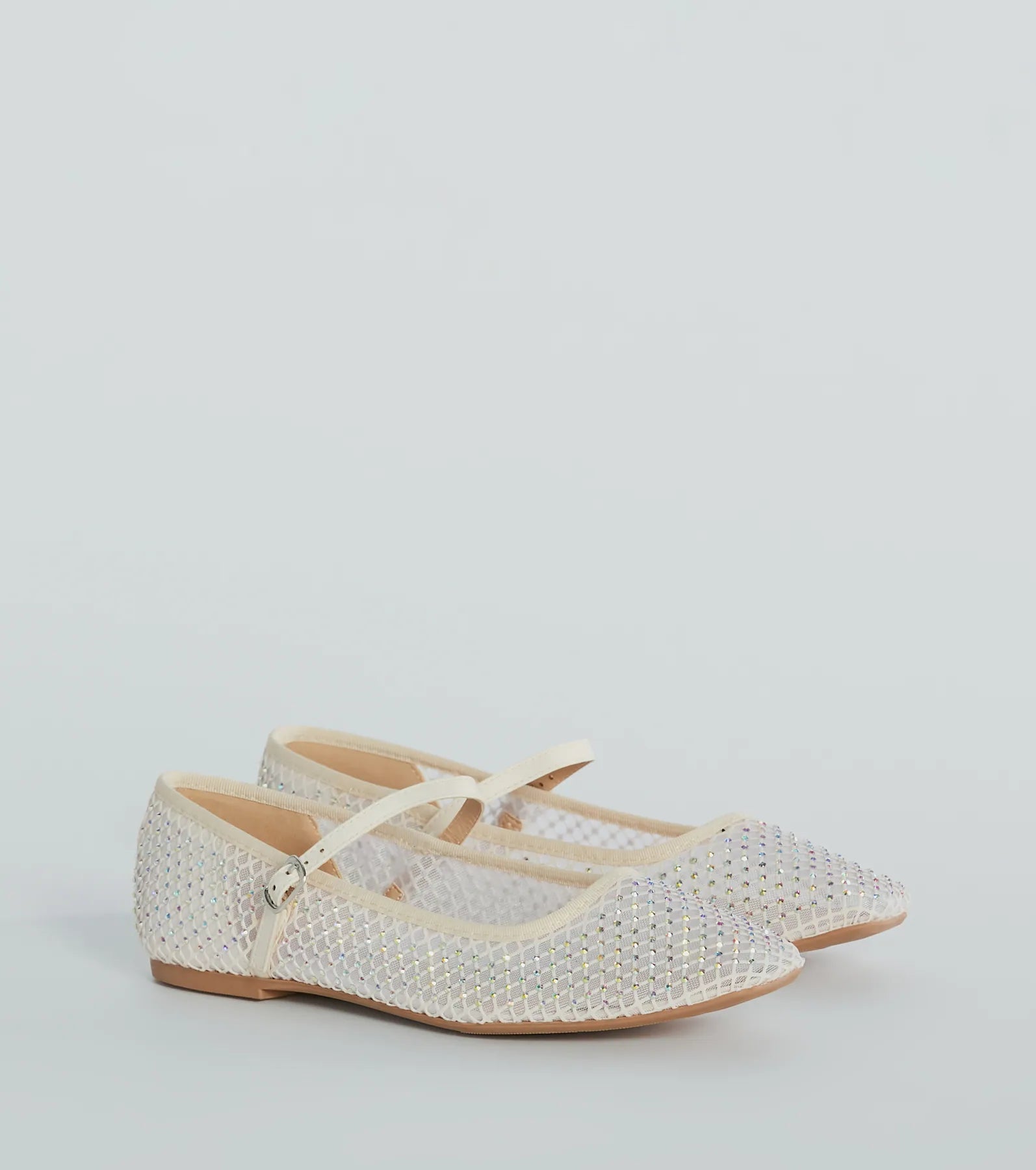 Gleaming Rhinestone Sheer Mesh Ballet Flats - Image 5