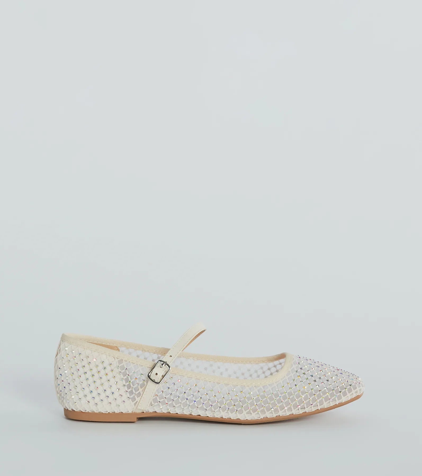 Gleaming Rhinestone Sheer Mesh Ballet Flats - Image 6