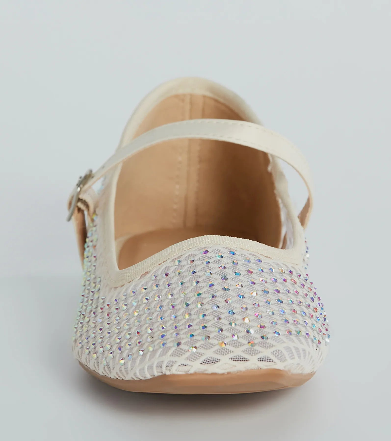 Gleaming Rhinestone Sheer Mesh Ballet Flats - Image 7
