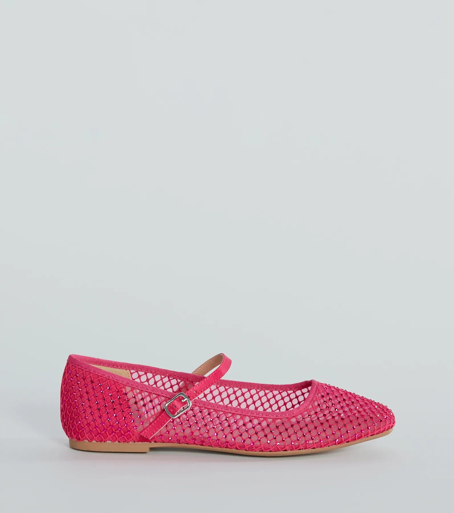 Gleaming Rhinestone Sheer Mesh Ballet Flats - Image 2