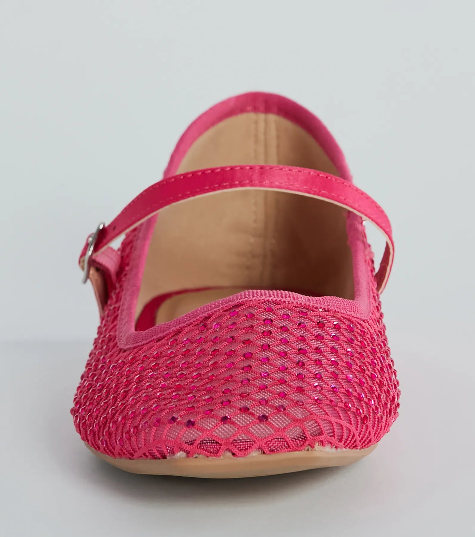 Gleaming Rhinestone Sheer Mesh Ballet Flats - Image 3