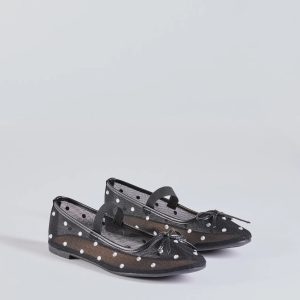 Sparkle And Shine Rhinestone Bow Ballet Flats