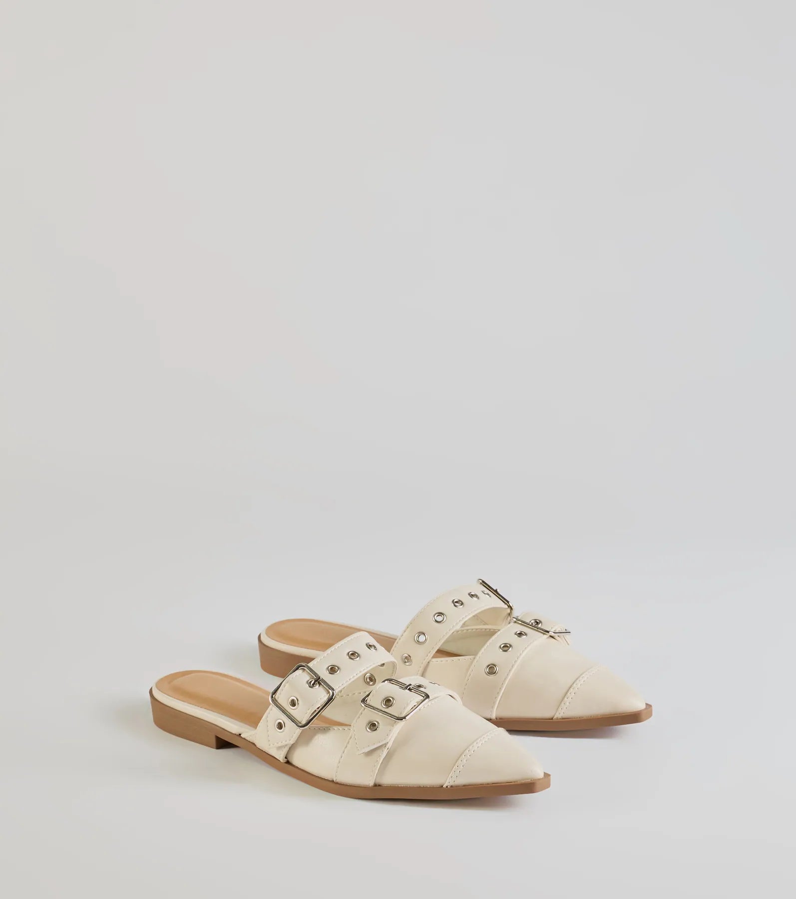 Edgy Flair Faux Leather Buckle Strap Flats - Image 5