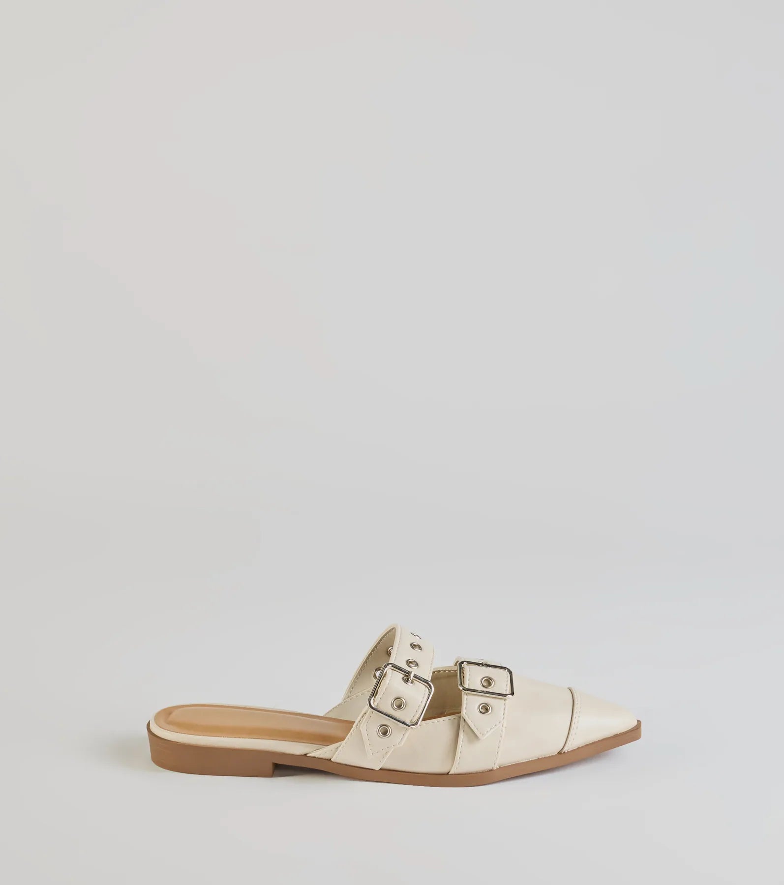 Edgy Flair Faux Leather Buckle Strap Flats - Image 6