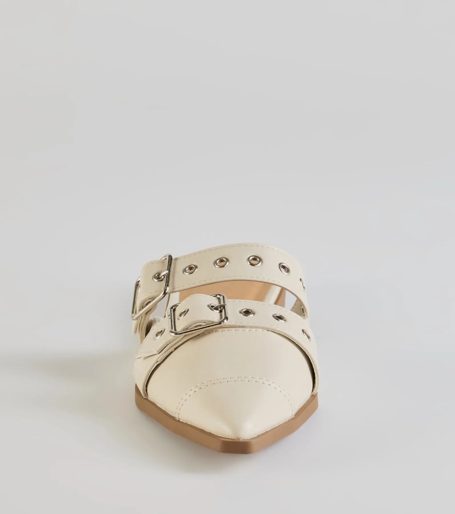 Edgy Flair Faux Leather Buckle Strap Flats - Image 7