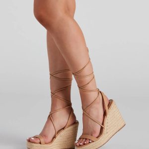 Spring Things Lace-Up Espadrille Wedges