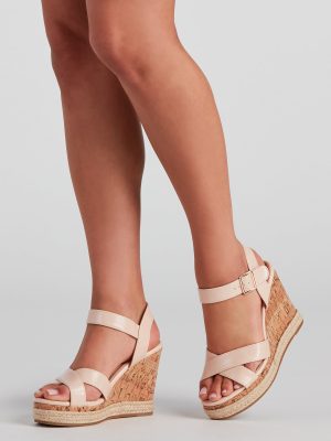 Gone On Vacay Espadrille Cork Wedges