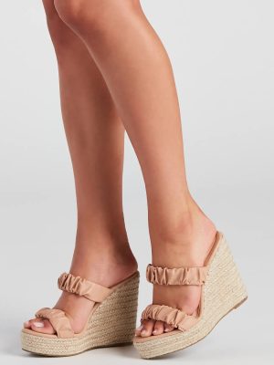 Endless Chic Faux Leather Espadrille Wedges
