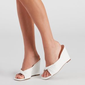 Pleat Treat Square Toe Wedges
