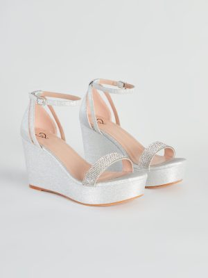 Cue The Glitter Rhinestone Platform Wedges